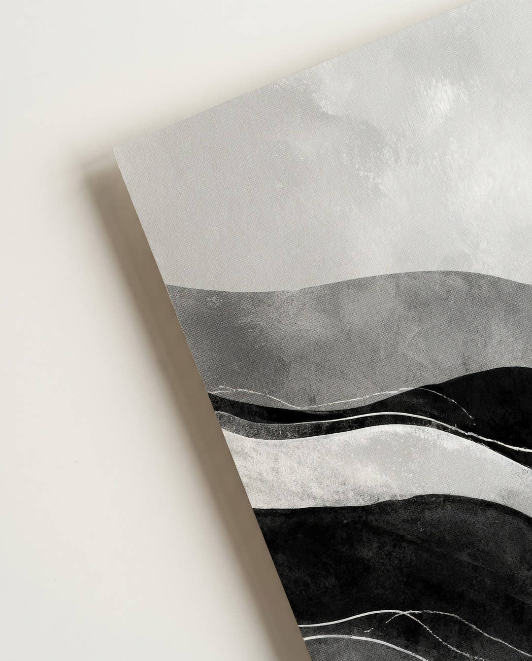 Abstrakte Schwarz Weiß Wandkunst – Negative Motion