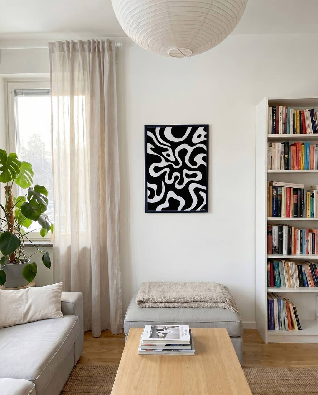 Modernes Schwarz Weiß Muster Poster – Negative Space