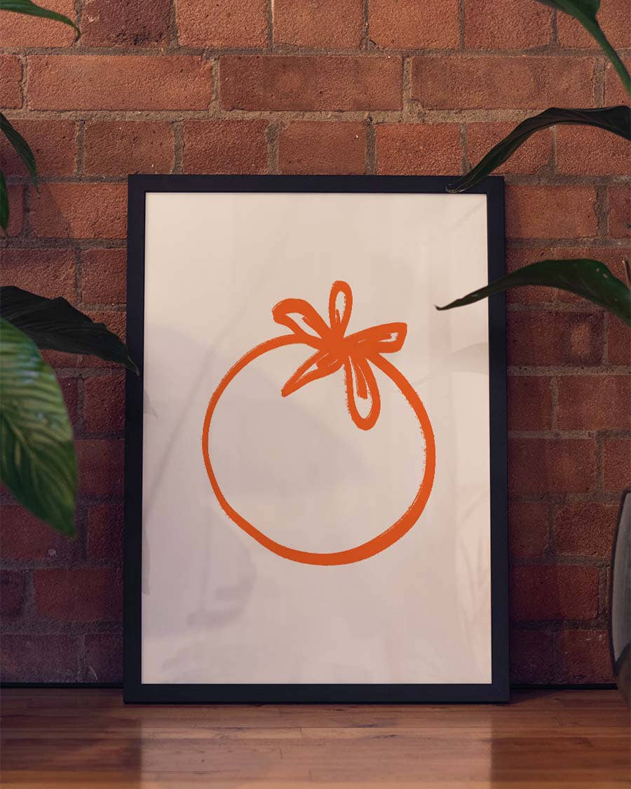 Minimalistisches Tomaten Poster – Orange Symbol