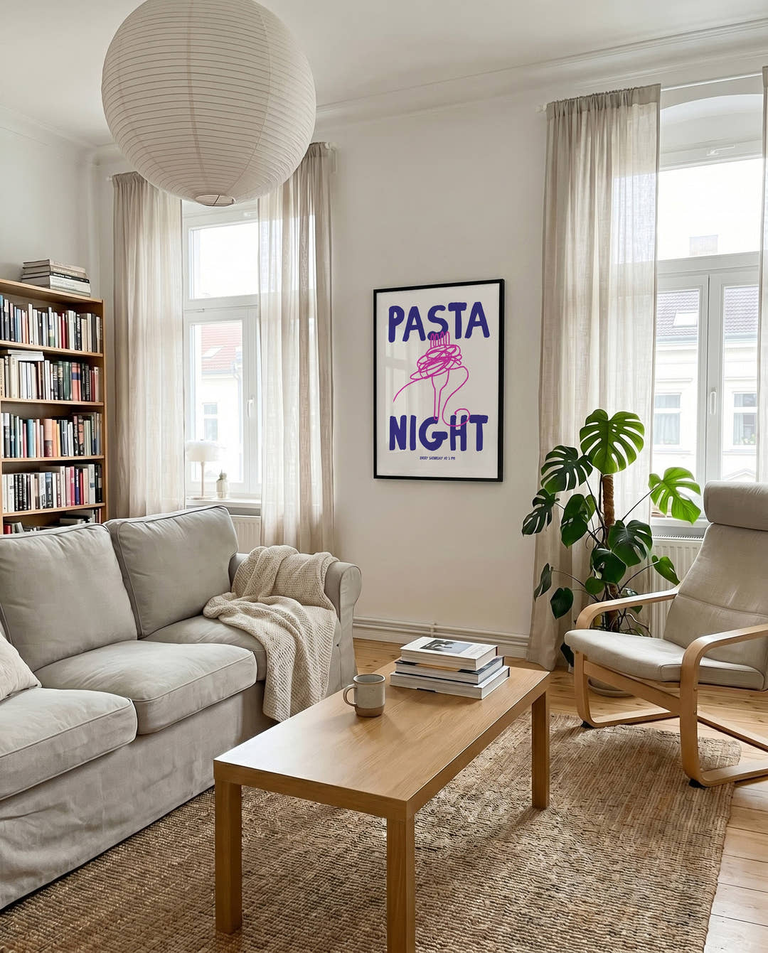 Pasta Poster modern Typografie – Pasta Night