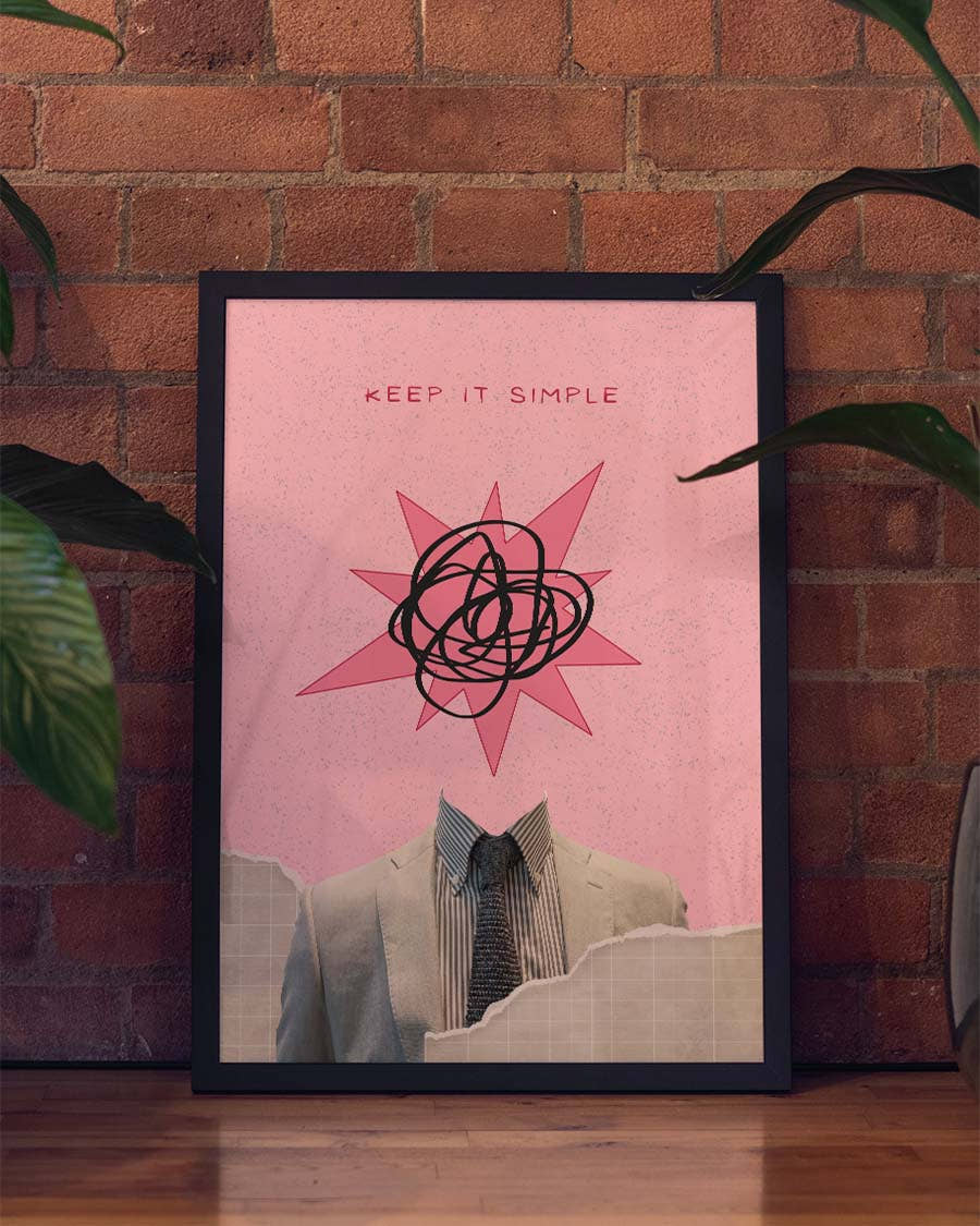 Surreales Poster modern – Pink Geometric Collage Art Print