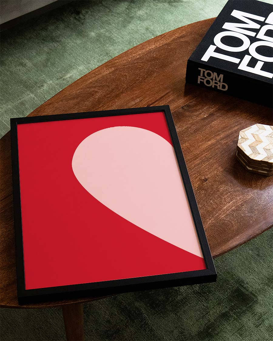 Abstraktes Rot Poster minimalistisch – Red Curve