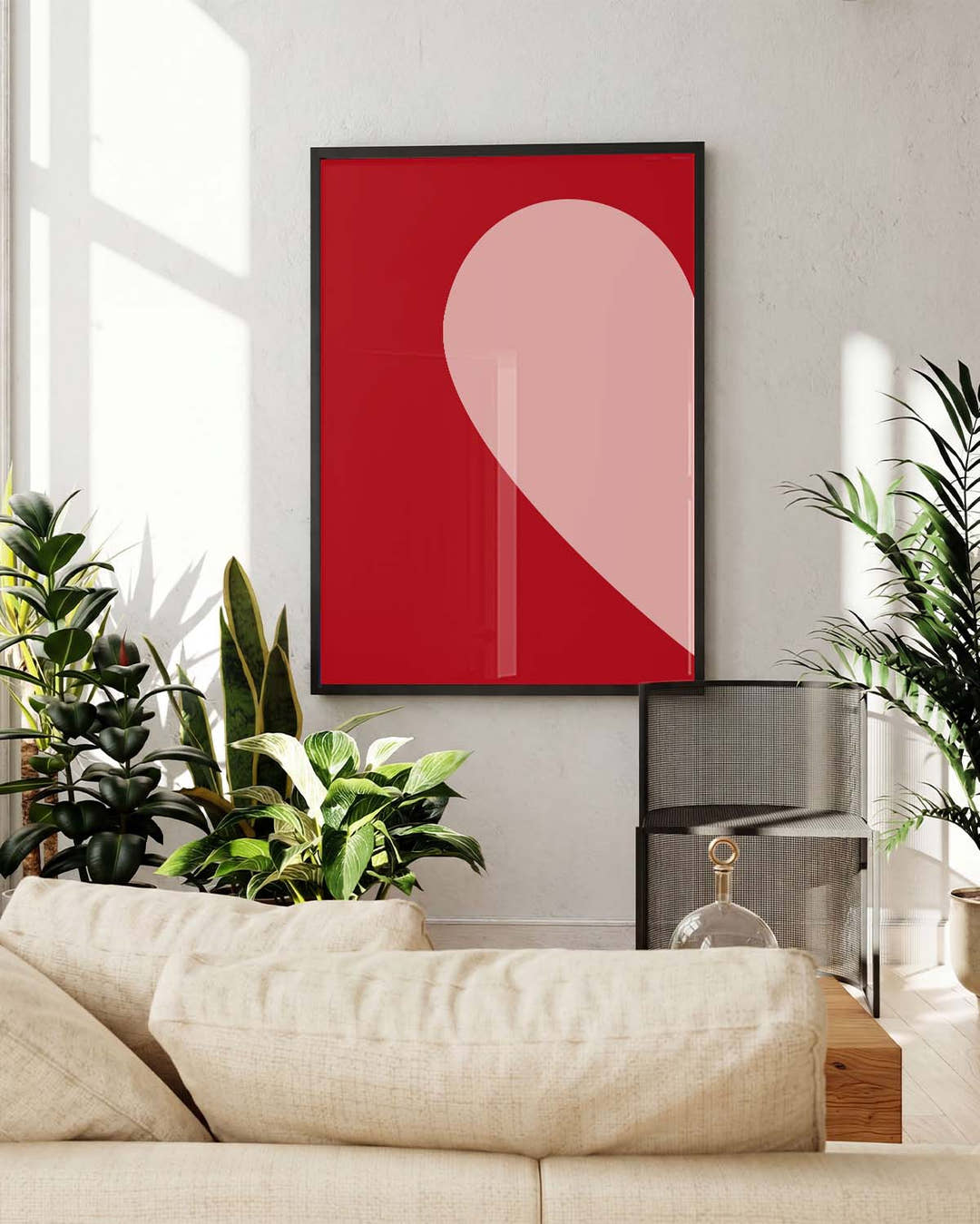 Abstraktes Rot Poster minimalistisch – Red Curve