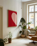 Abstraktes Rot Poster minimalistisch – Red Curve