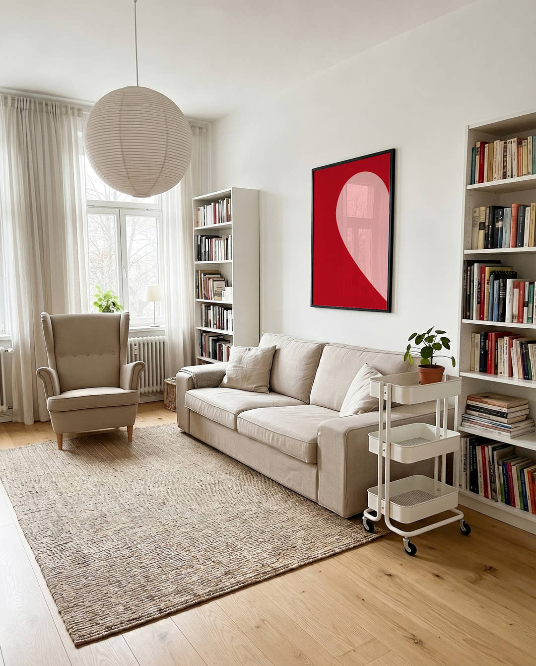 Abstraktes Rot Poster minimalistisch – Red Curve