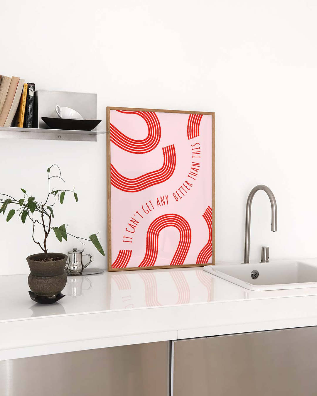 Abstraktes Linien Poster rot – Red Rhythm