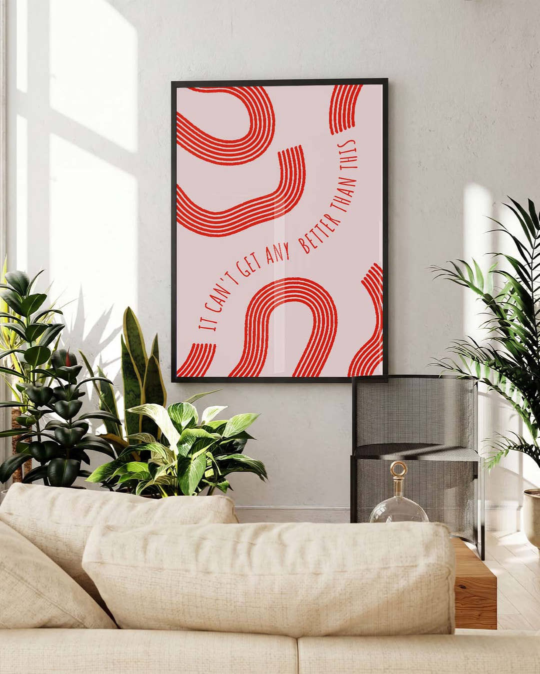 Abstraktes Linien Poster rot – Red Rhythm