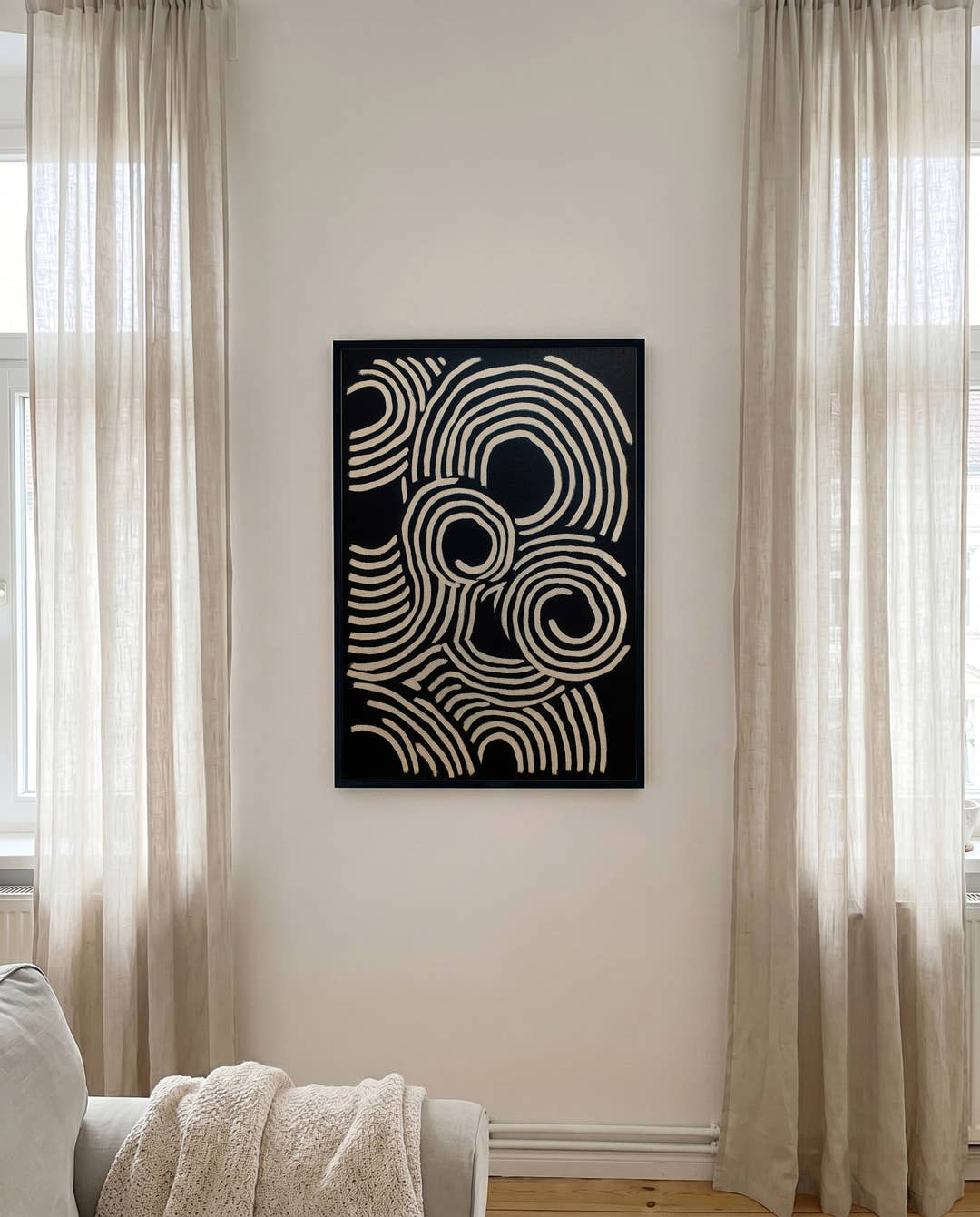 Abstraktes Linien Poster Schwarz Weiß – Silent Arc