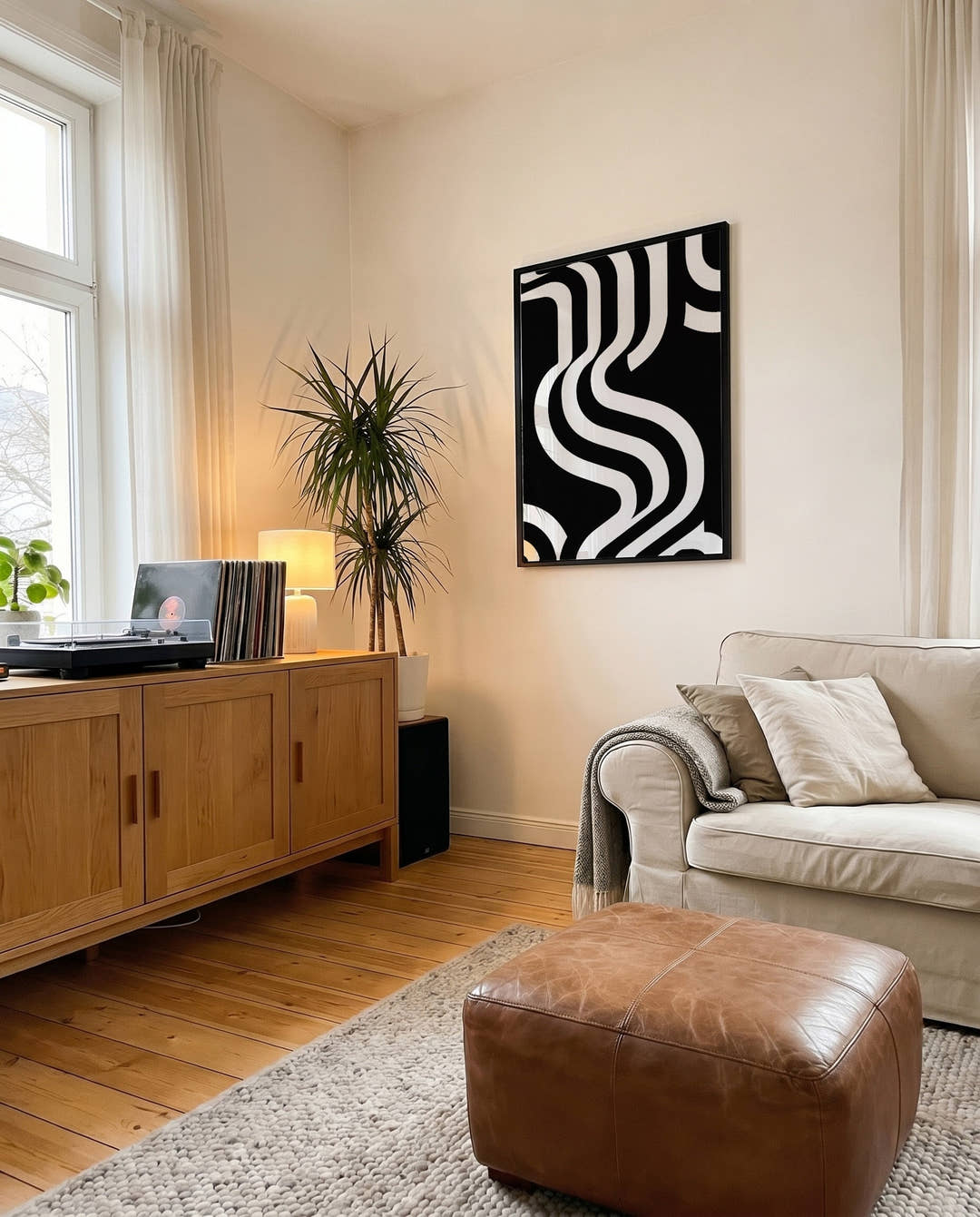 Geometrisches Schwarz Weiß Poster – Silent Geometry