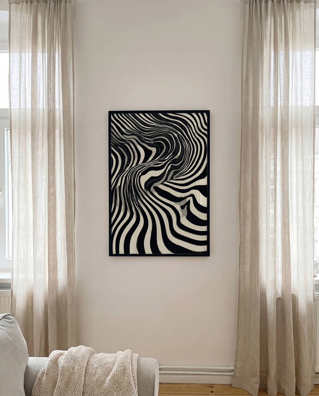 Dynamisches Linien Poster Schwarz Weiß – Silent Motion