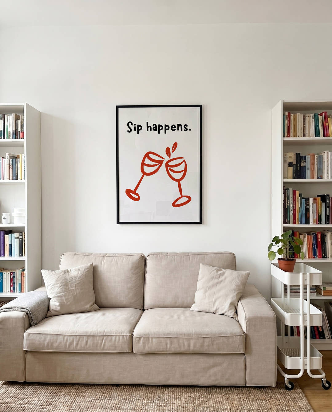 Sip happens Typografie &amp; Illustration Poster – Wine Humor