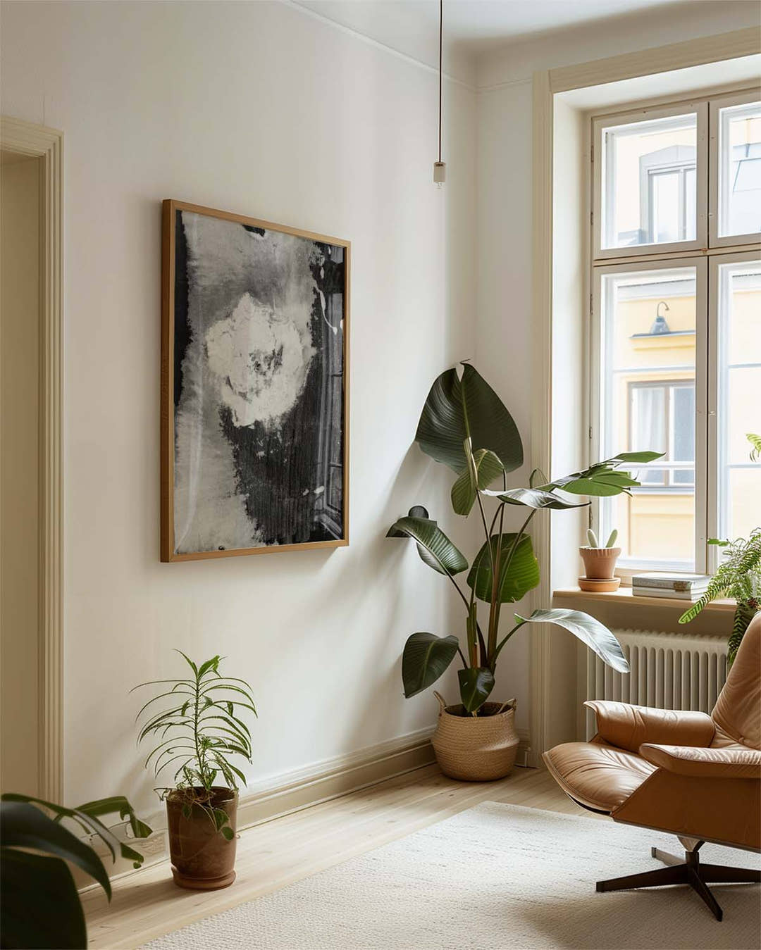 Abstraktes Schwarz Weiß Poster – Smoke Petal