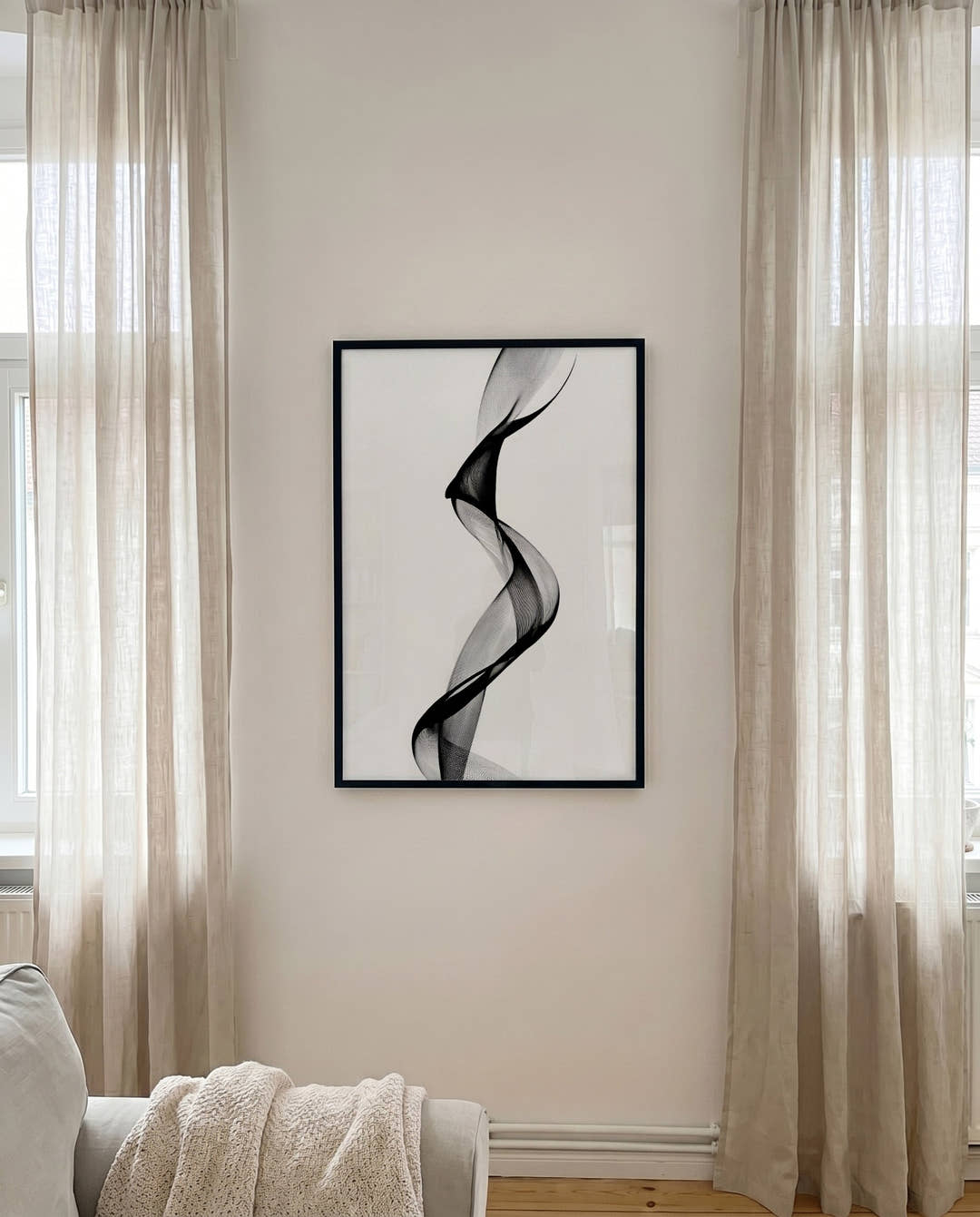 Minimalistisches Linien Poster Schwarz Weiß – Soft Boundary