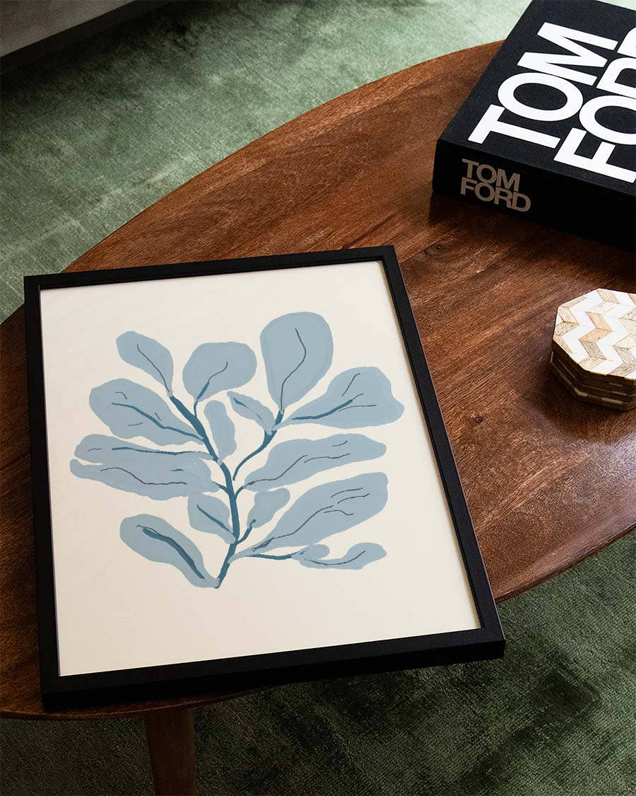 Pflanzen Poster modern Blau – Soft Leaves