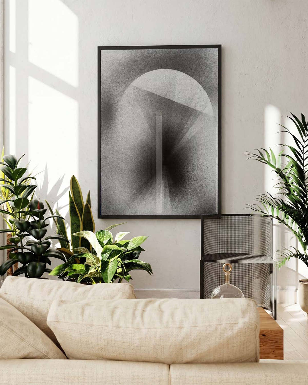 Schwarz Weiß Kunst Poster abstrakt – Soft Silhouette