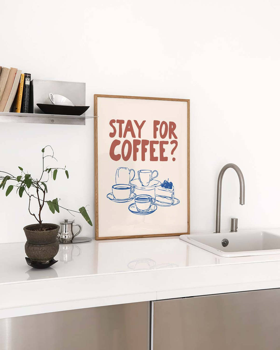 Kaffee Poster modern Typografie – Stay for Coffee