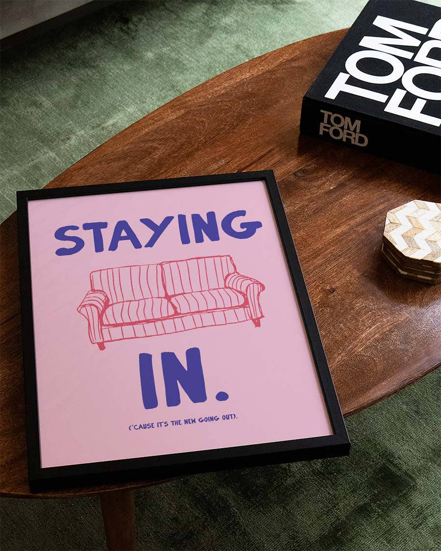Typografie Poster modern Rosa – Staying In