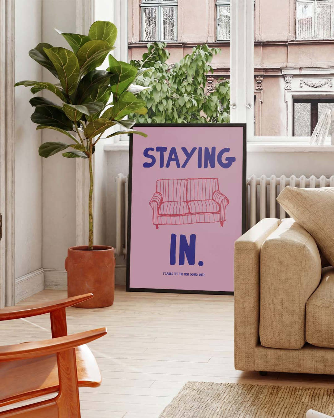 Typografie Poster modern Rosa – Staying In