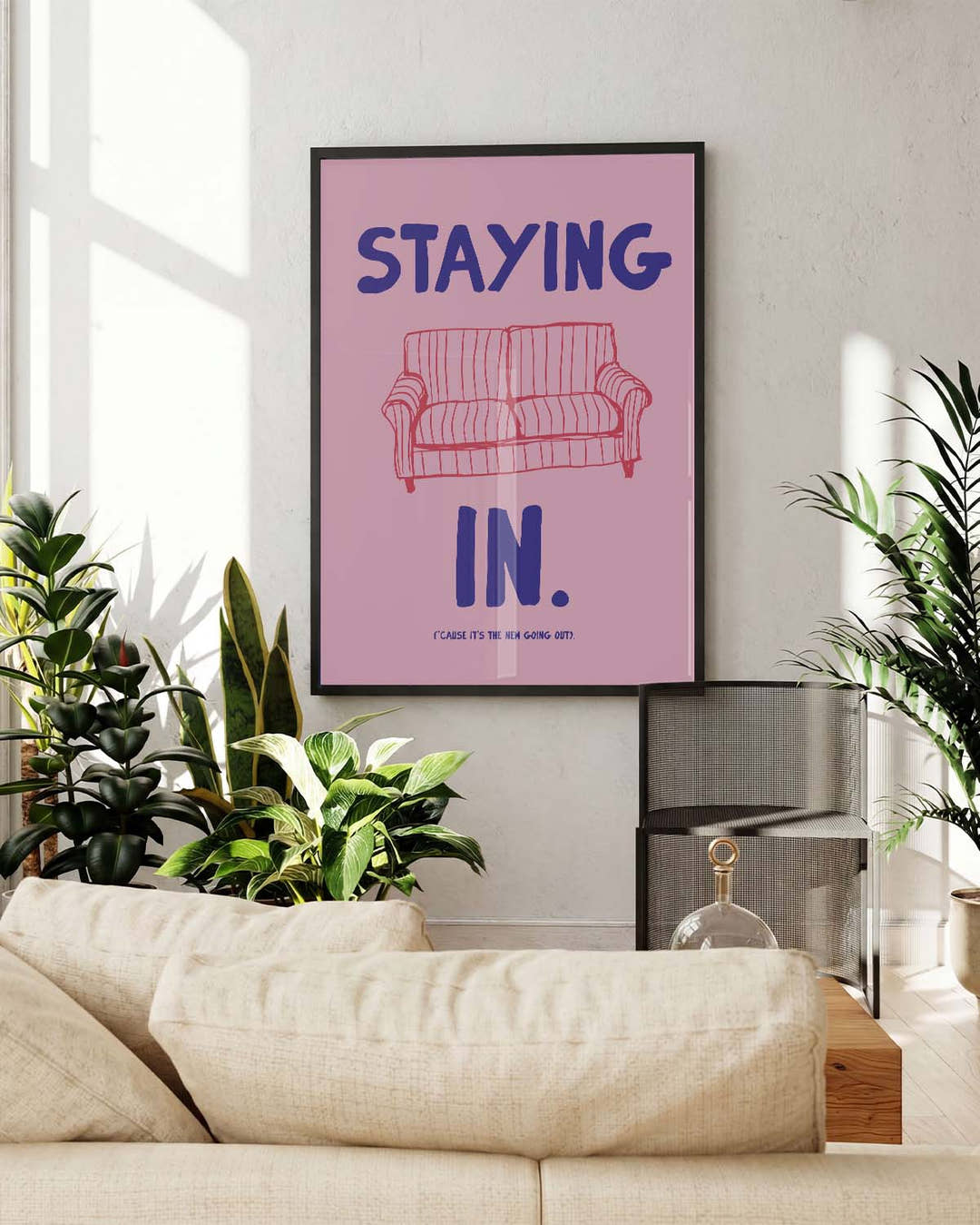 Typografie Poster modern Rosa – Staying In