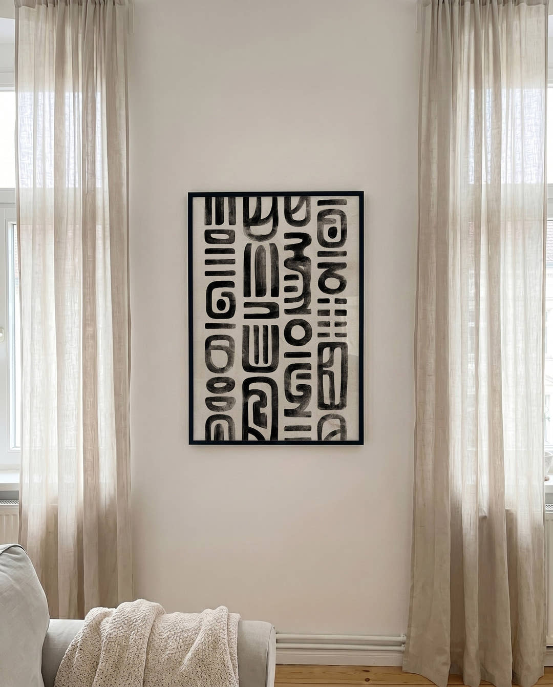 Grafisches Linien Poster Schwarz Weiß – Visual Overlap