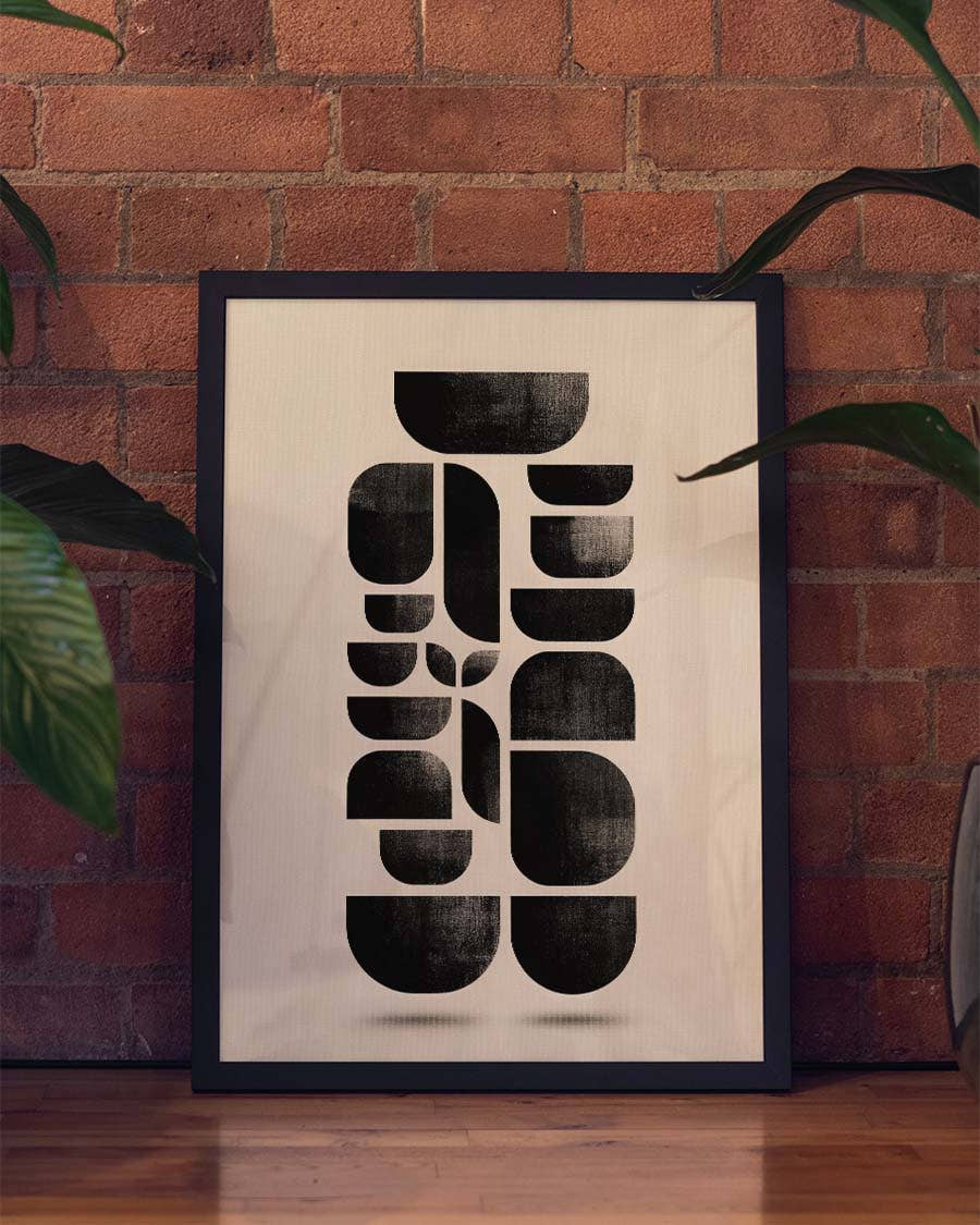 Abstraktes Geometrie Poster Schwarz Weiß – White Drift