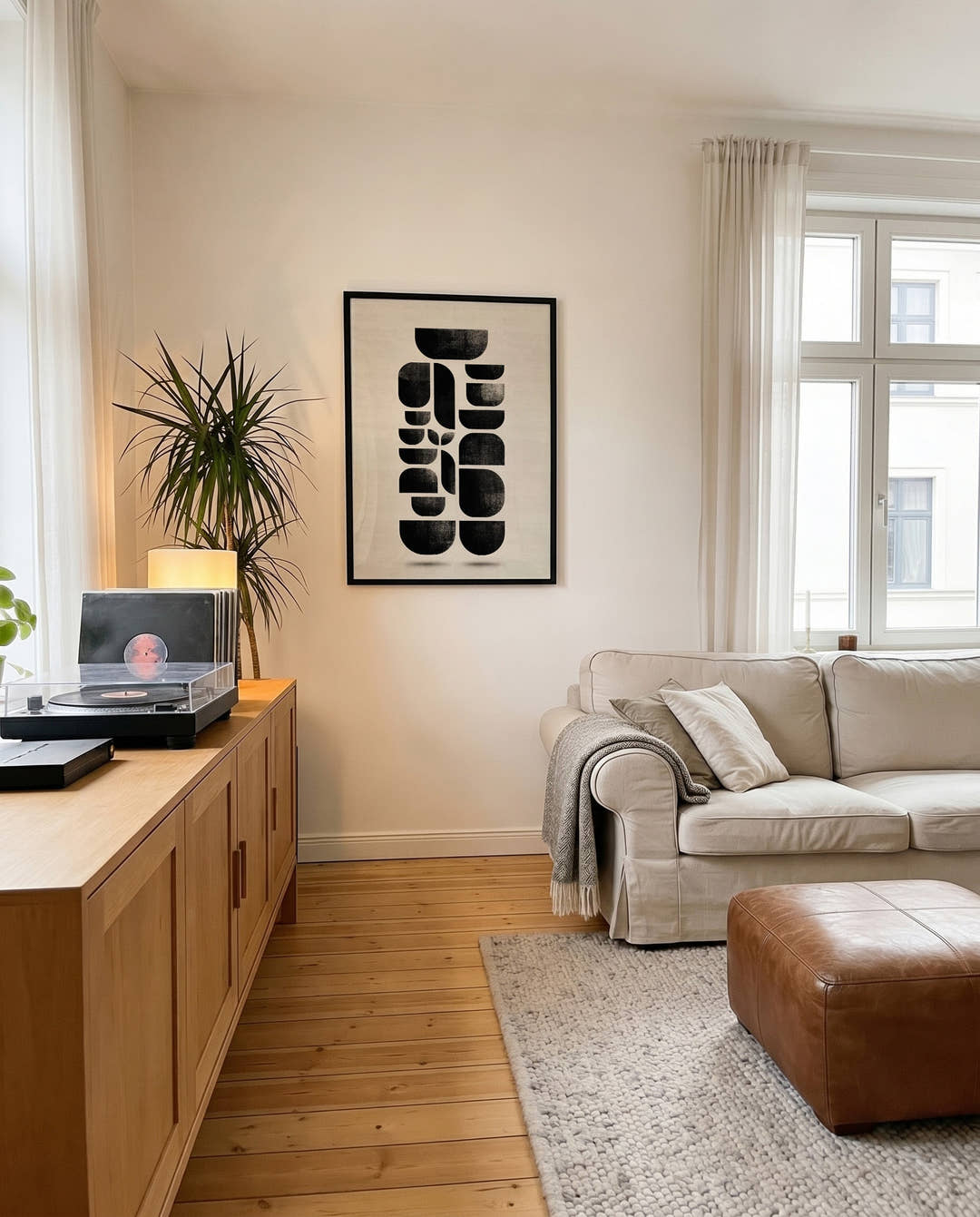 Abstraktes Geometrie Poster Schwarz Weiß – White Drift