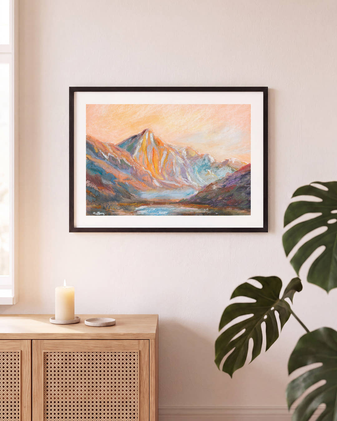 Valley sunset | Pastell Berglandschaft Poster