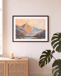 Valley sunset | Pastell Berglandschaft Poster