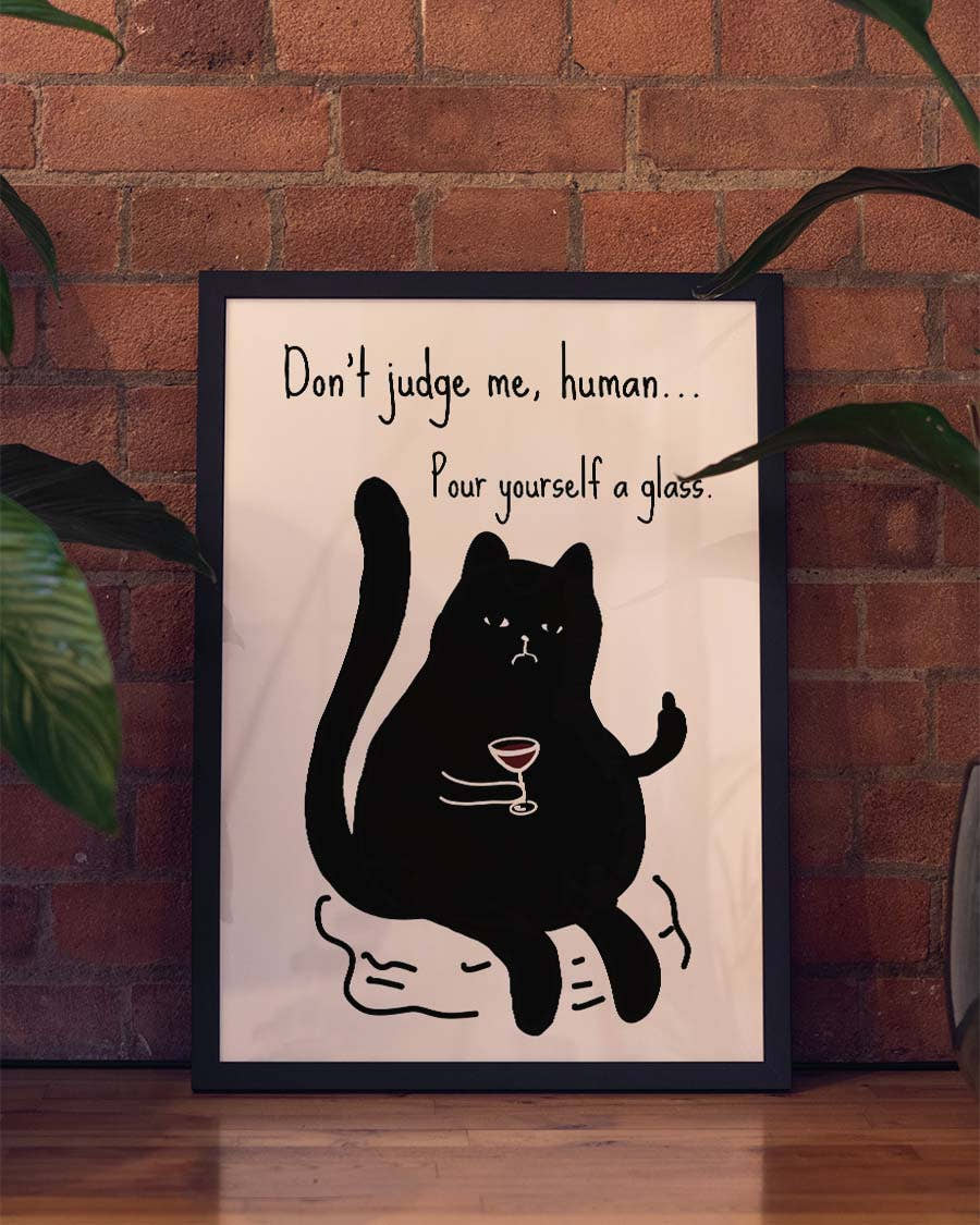 Don’t judge | Humorvolle Katzen-Illustration Poster