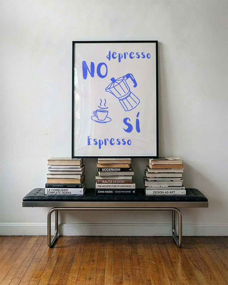No Depresso | Funny Coffee Art Poster
