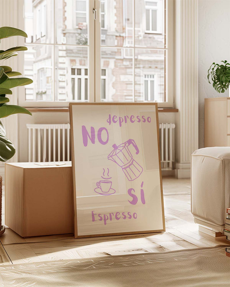 No Depresso | Funny Coffee Art Poster