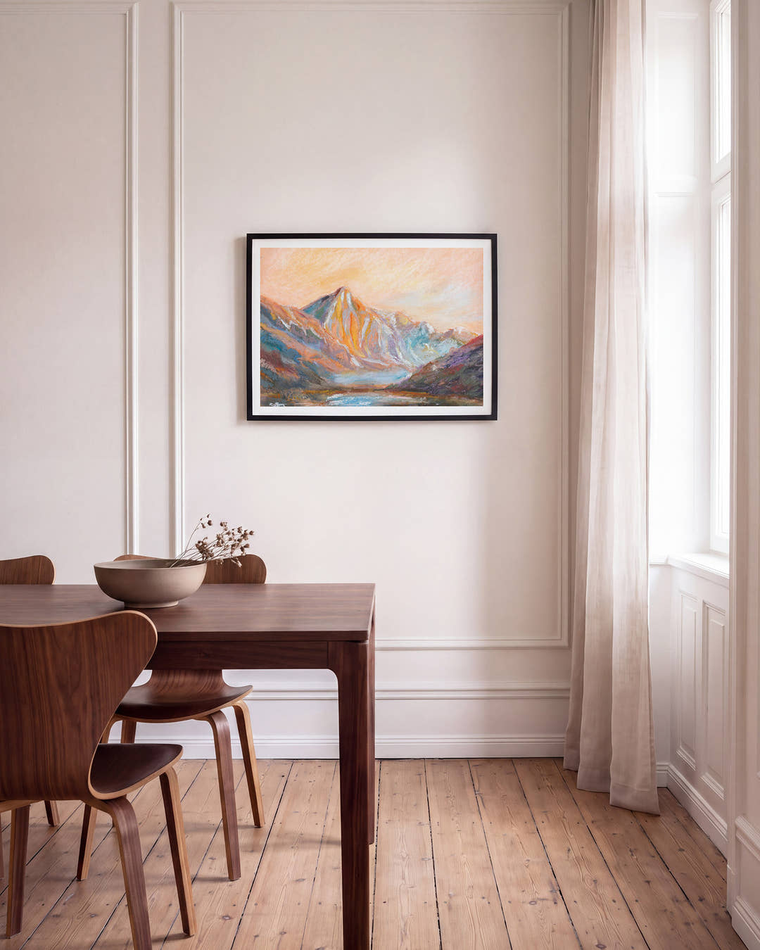 Valley sunset | Pastell Berglandschaft Poster