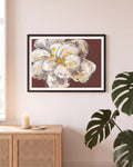 White Flower | Abstraktes Acrylgemälde Kunstdruck