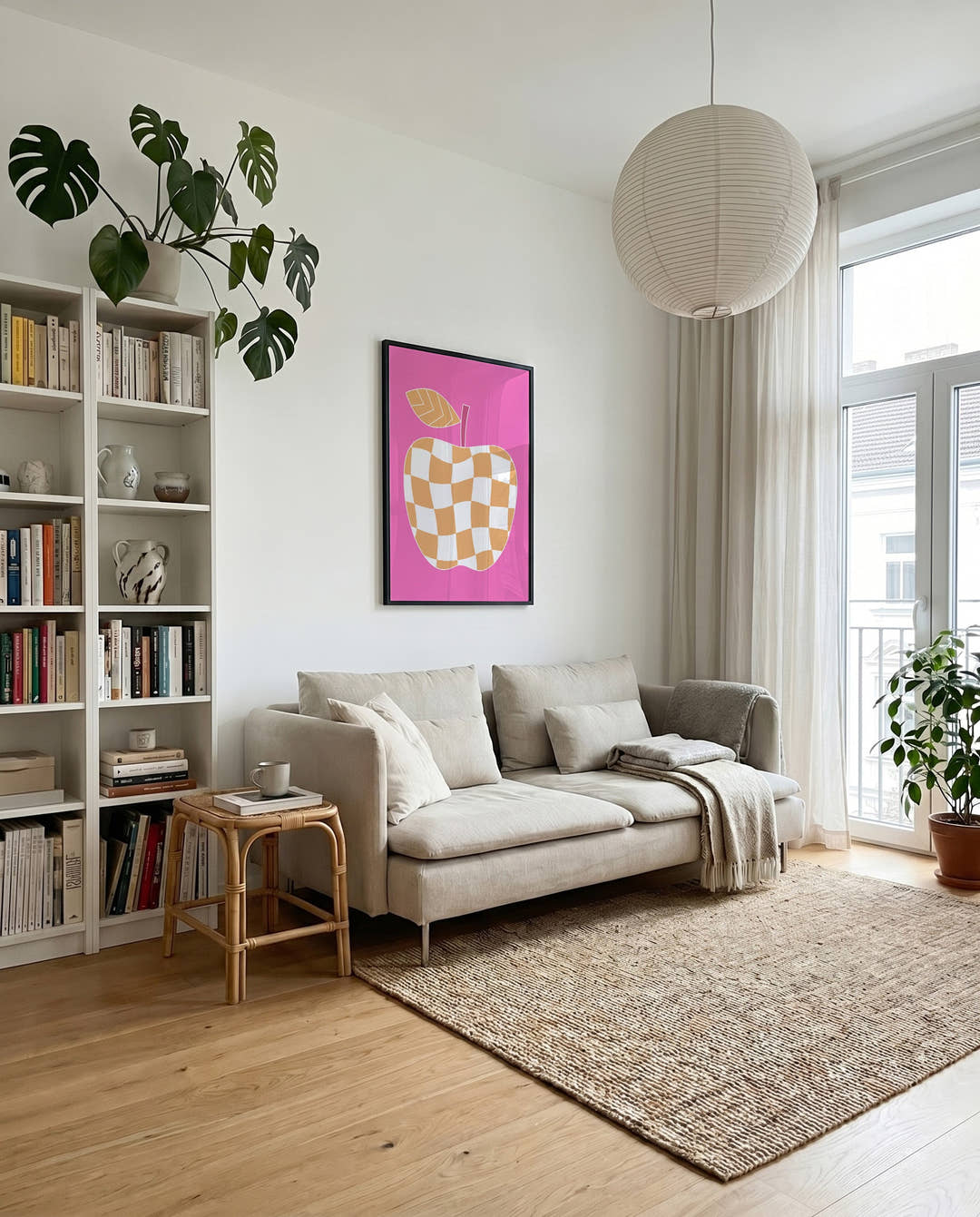 Apfel Poster mit Karomuster – Checkered Apple