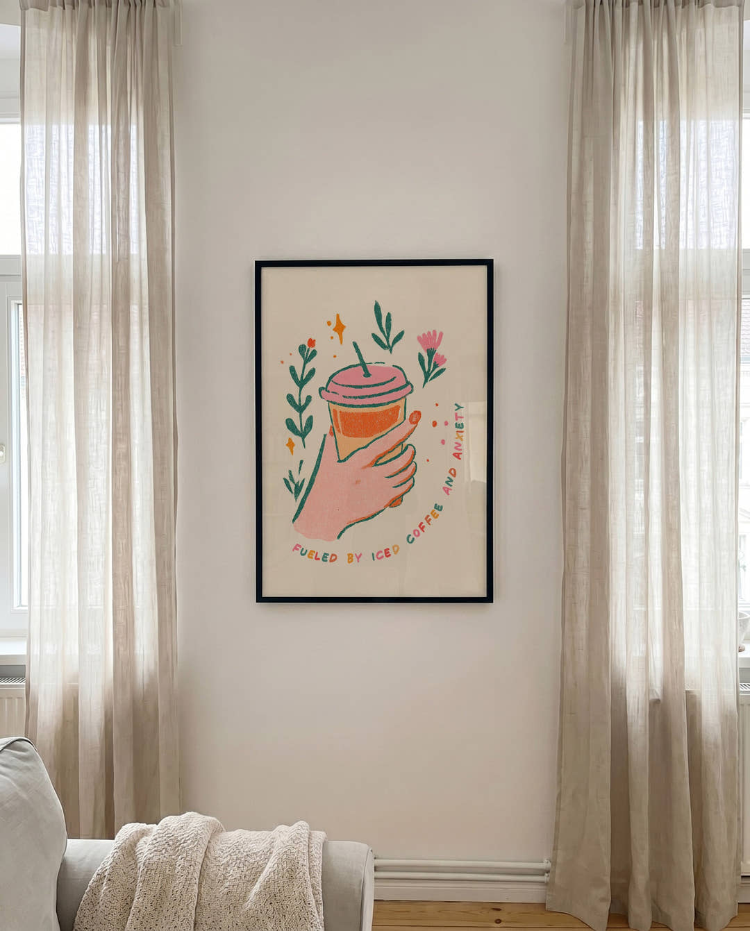 Typografie &amp; Illustration Eis Kaffee Poster – Iced Coffee Energy