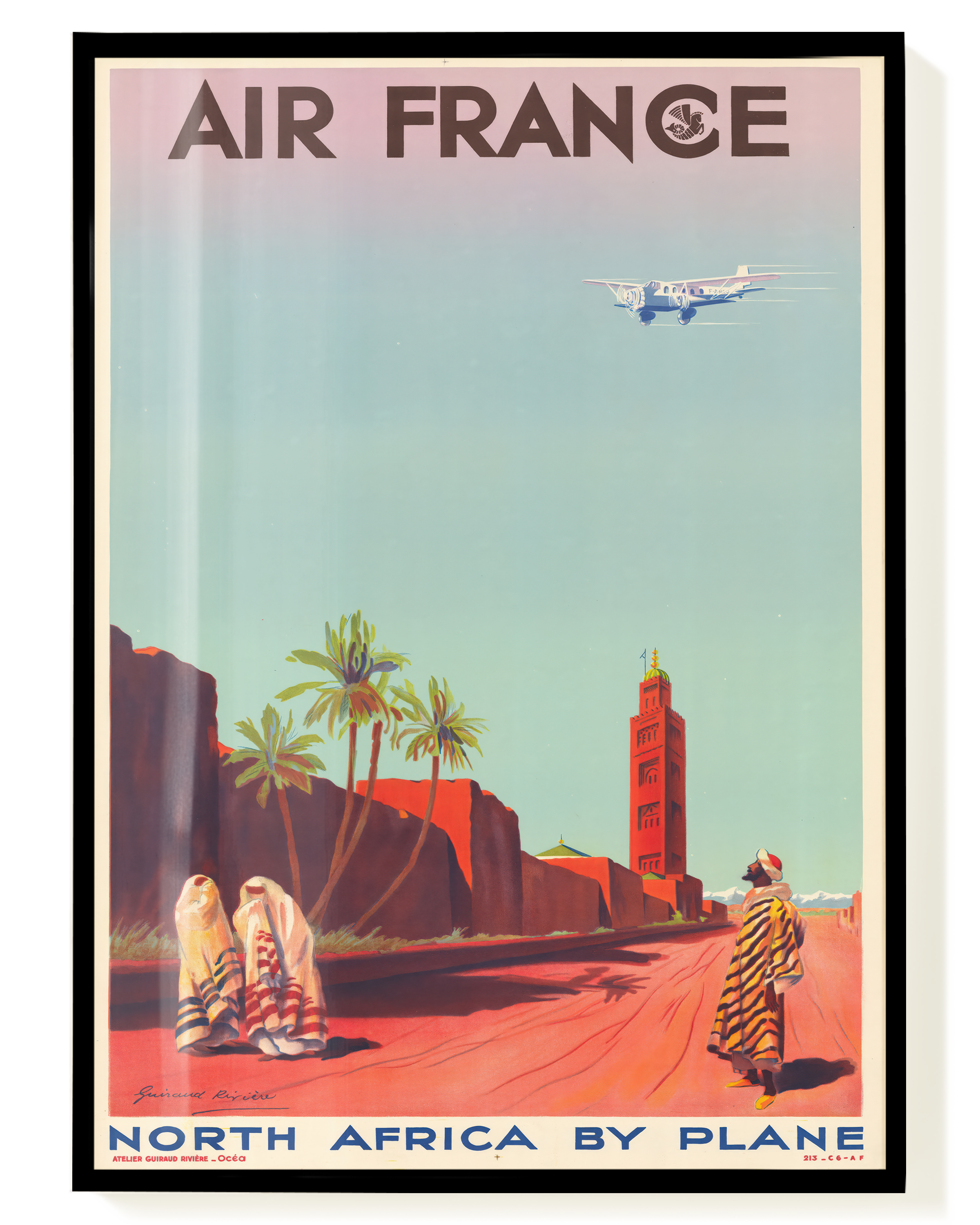 North Africa Airplane Poster – Vintage Flugreise Plakat – Wallera