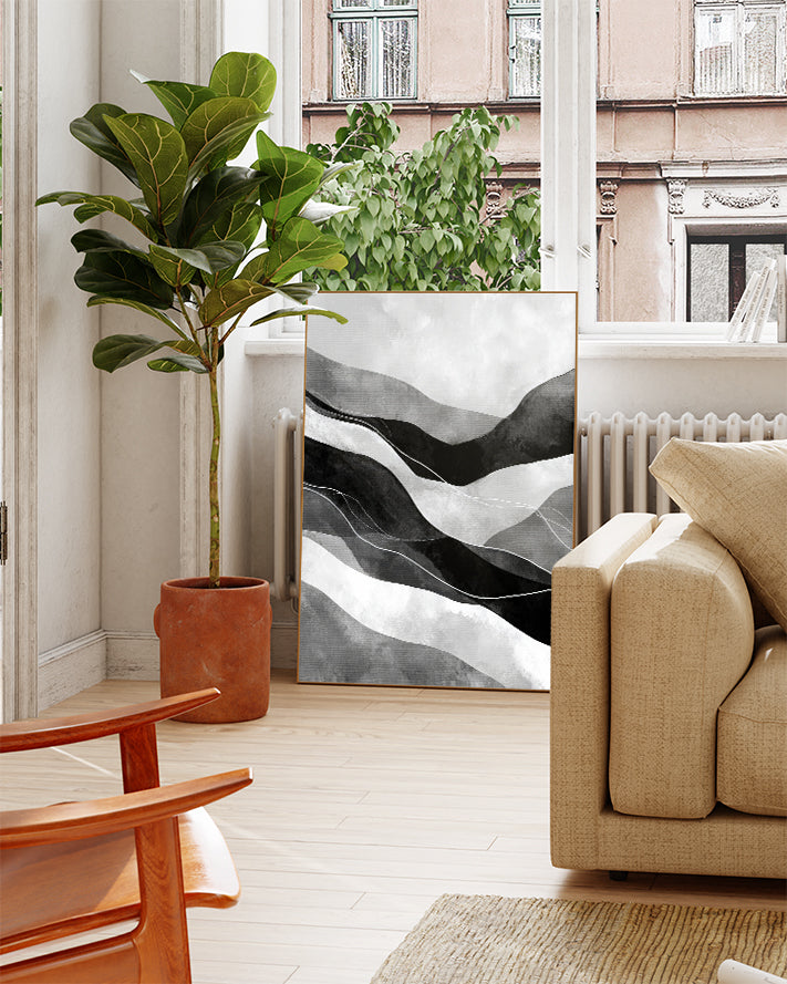 Abstrakte Schwarz Weiß Wandkunst – Negative Motion Poster – FineArt Wandbild, moderne Kunst & Fine Art Print von Spawnd, handgefertigt & Made in Germany