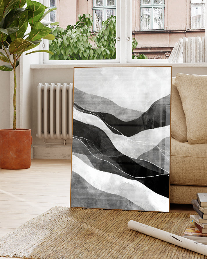 Abstrakte Schwarz Weiß Wandkunst – Negative Motion Poster – FineArt Wandbild, moderne Kunst & Fine Art Print von Spawnd, handgefertigt & Made in Germany