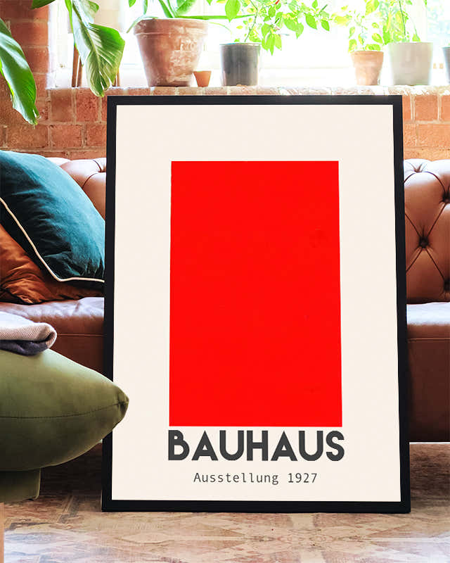 Abstraktes Bauhaus Farbflächen Poster – Ausstellung 1927 Poster – FineArt Wandbild, moderne Kunst & Fine Art Print von Spawnd, handgefertigt & Made in Germany