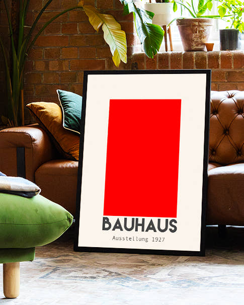 Abstraktes Bauhaus Farbflächen Poster – Ausstellung 1927 Poster – FineArt Wandbild, moderne Kunst &amp; Fine Art Print von Spawnd, handgefertigt &amp; Made in Germany