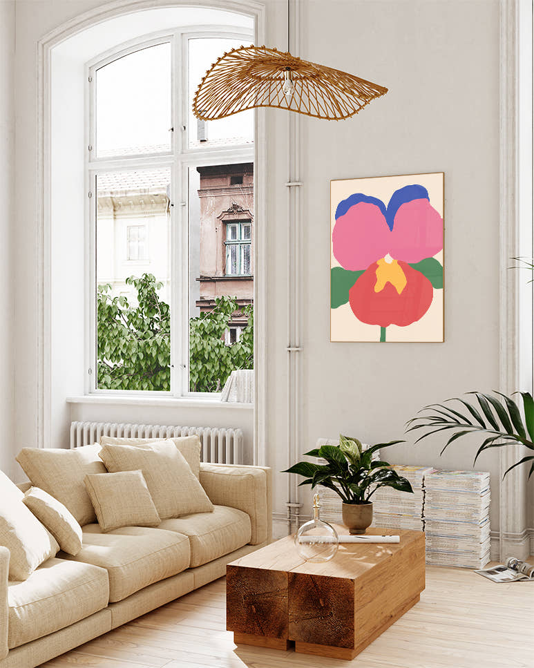 Abstraktes Blumenposter im Bauhaus-Stil – Abstract Bloom Poster – FineArt Wandbild, moderne Kunst &amp; Fine Art Print von Spawnd, handgefertigt &amp; Made in Germany