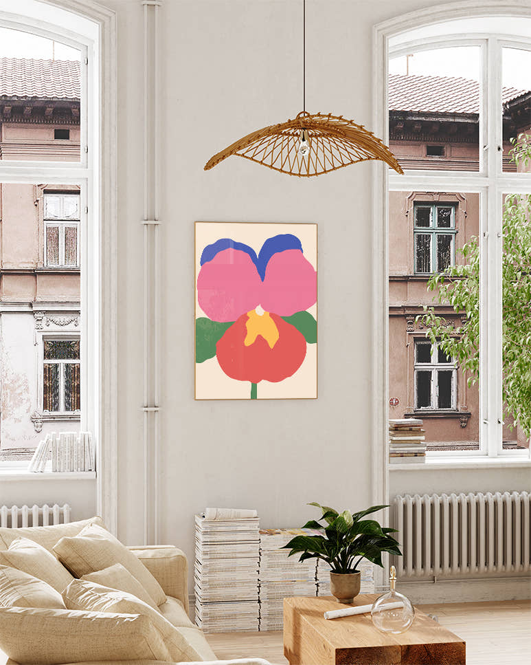 Abstraktes Blumenposter im Bauhaus-Stil – Abstract Bloom Poster – FineArt Wandbild, moderne Kunst &amp; Fine Art Print von Spawnd, handgefertigt &amp; Made in Germany