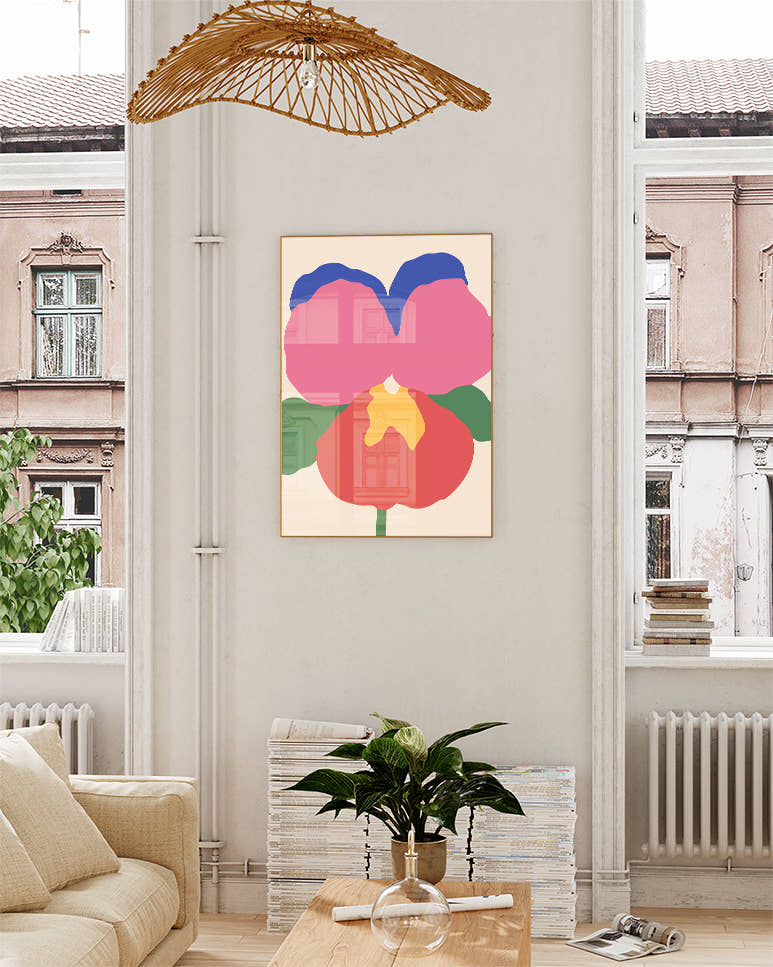 Abstraktes Blumenposter im Bauhaus-Stil – Abstract Bloom Poster – FineArt Wandbild, moderne Kunst &amp; Fine Art Print von Spawnd, handgefertigt &amp; Made in Germany