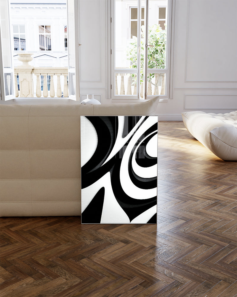 Abstraktes Formen Poster Schwarz Weiß – Mono Drift Poster – FineArt Wandbild, moderne Kunst & Fine Art Print von Spawnd, handgefertigt & Made in Germany