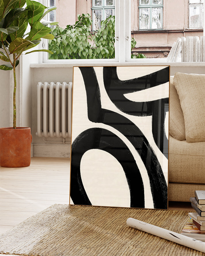 Abstraktes Formen Poster Schwarz Weiß – Organic Shift Poster – FineArt Wandbild, moderne Kunst & Fine Art Print von Spawnd, handgefertigt & Made in Germany