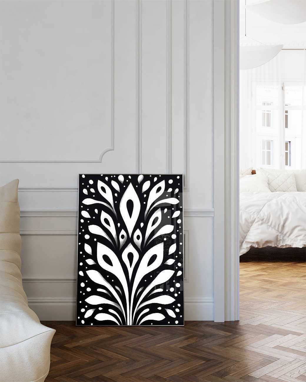Abstraktes Kontrast Linien Poster – Black Balance Poster – FineArt Wandbild, moderne Kunst &amp; Fine Art Print von Spawnd, handgefertigt &amp; Made in Germany