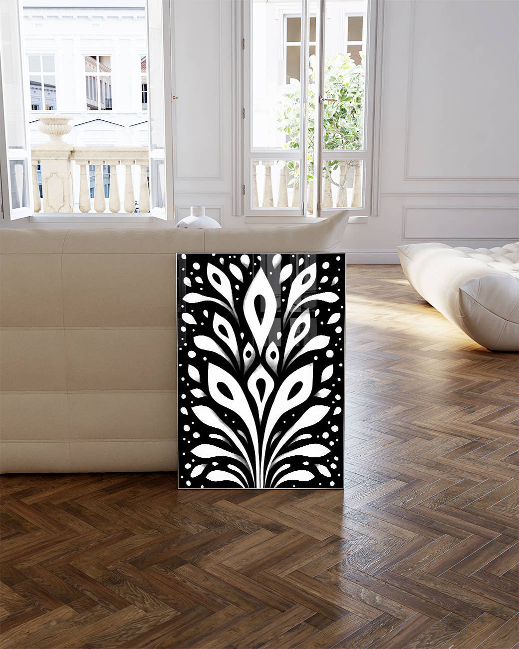 Abstraktes Kontrast Linien Poster – Black Balance Poster – FineArt Wandbild, moderne Kunst &amp; Fine Art Print von Spawnd, handgefertigt &amp; Made in Germany