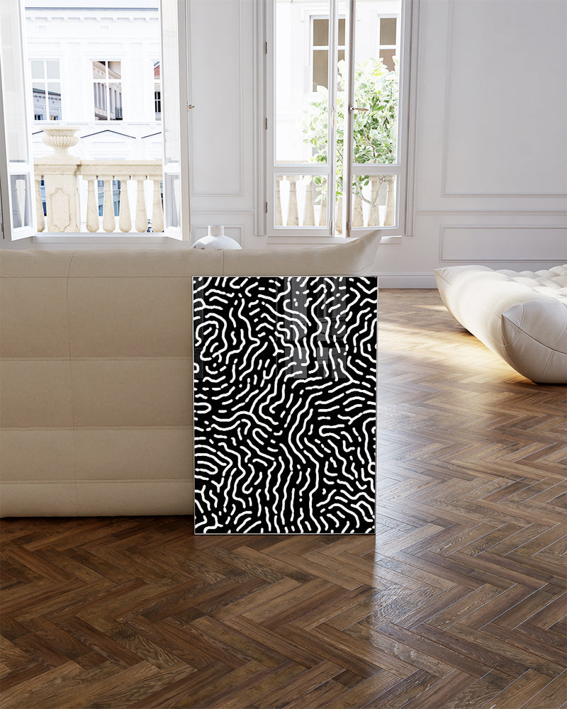 Abstraktes Linien Struktur Poster – Mono Circuit Poster – FineArt Wandbild, moderne Kunst & Fine Art Print von Spawnd, handgefertigt & Made in Germany
