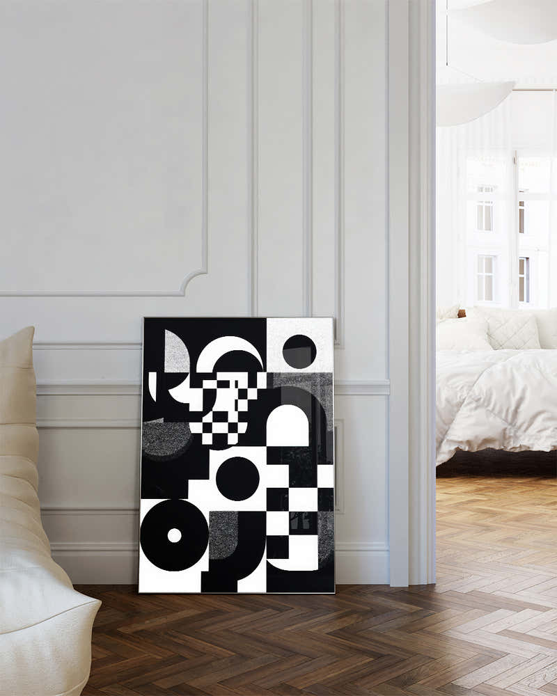 Abstraktes Schwarz Weiß Geometrie Poster – Inner Resolve Poster – FineArt Wandbild, moderne Kunst & Fine Art Print von Spawnd, handgefertigt & Made in Germany
