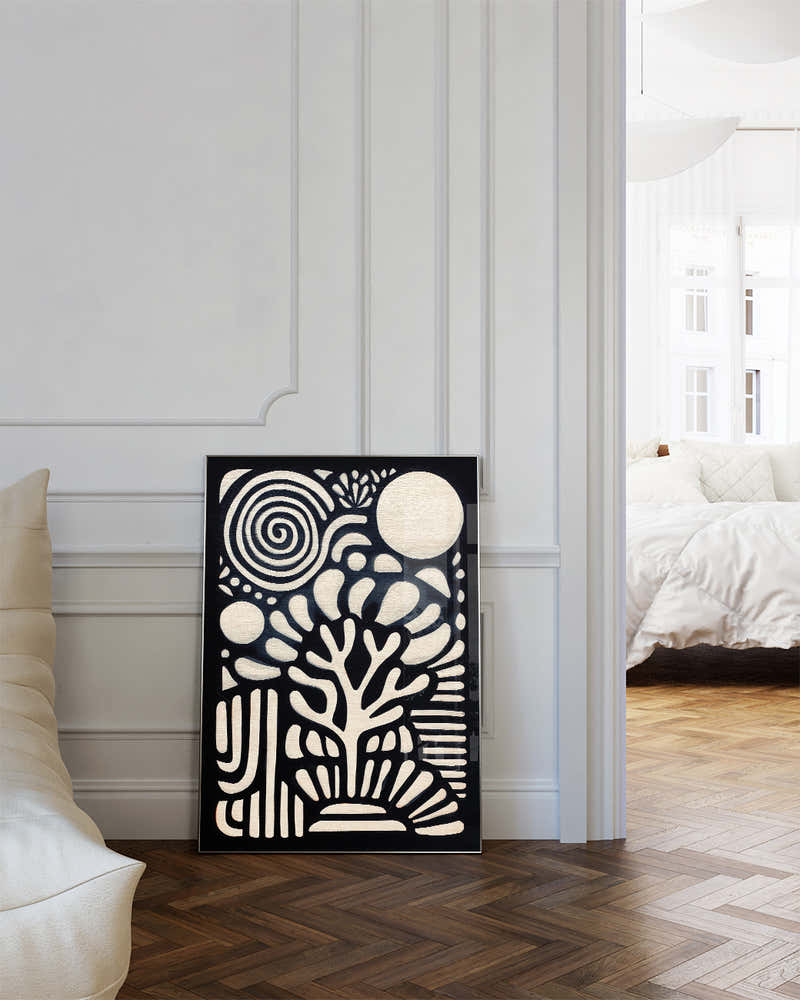 Abstraktes Schwarz Weiß Kunst Poster – Abstract Silence Poster – FineArt Wandbild, moderne Kunst & Fine Art Print von Spawnd, handgefertigt & Made in Germany